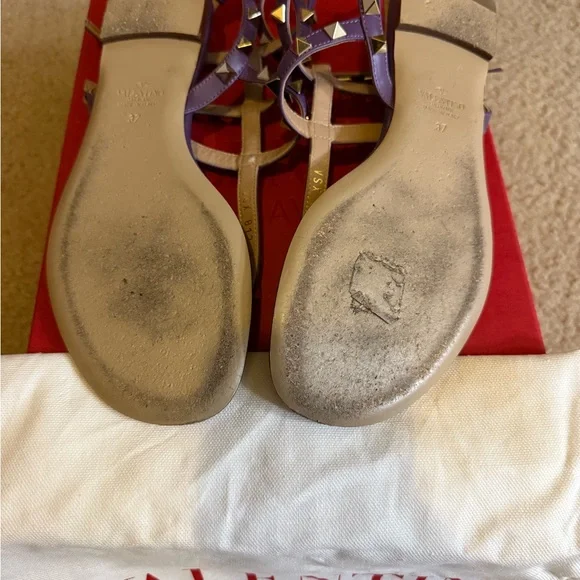 Women's Purple Valentino Caged Rockstud Sandals - Picture 3 of 4